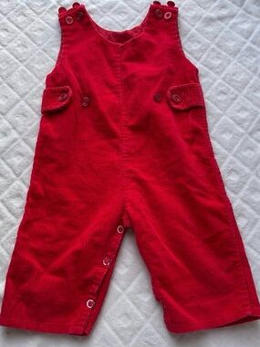 Vintage 90s KMART baby infant red corduroy overalls size 9 months
